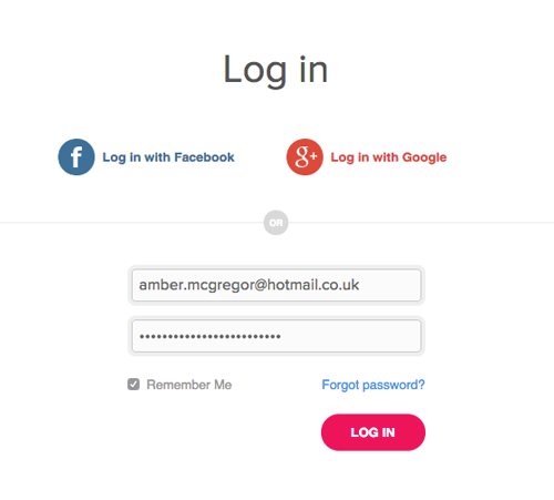 Screenshot of fitbits login form