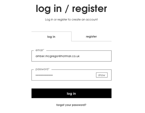 Screenshot of fitbits login form
