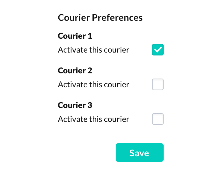 Checkbox options for couriers