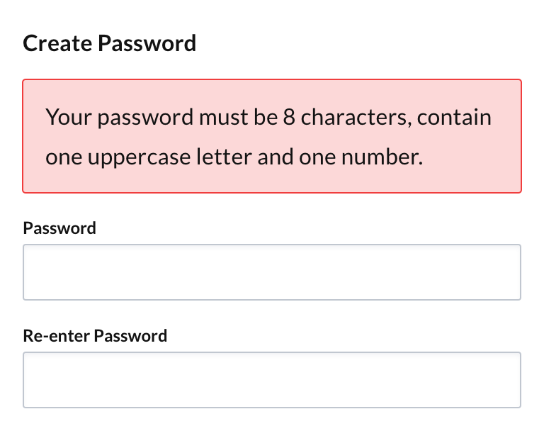 Password field with a re-enter password field
